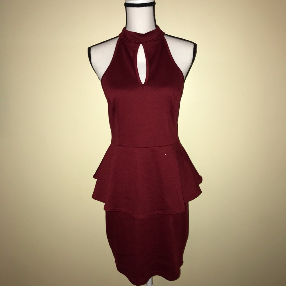 Maroon peplum dress
